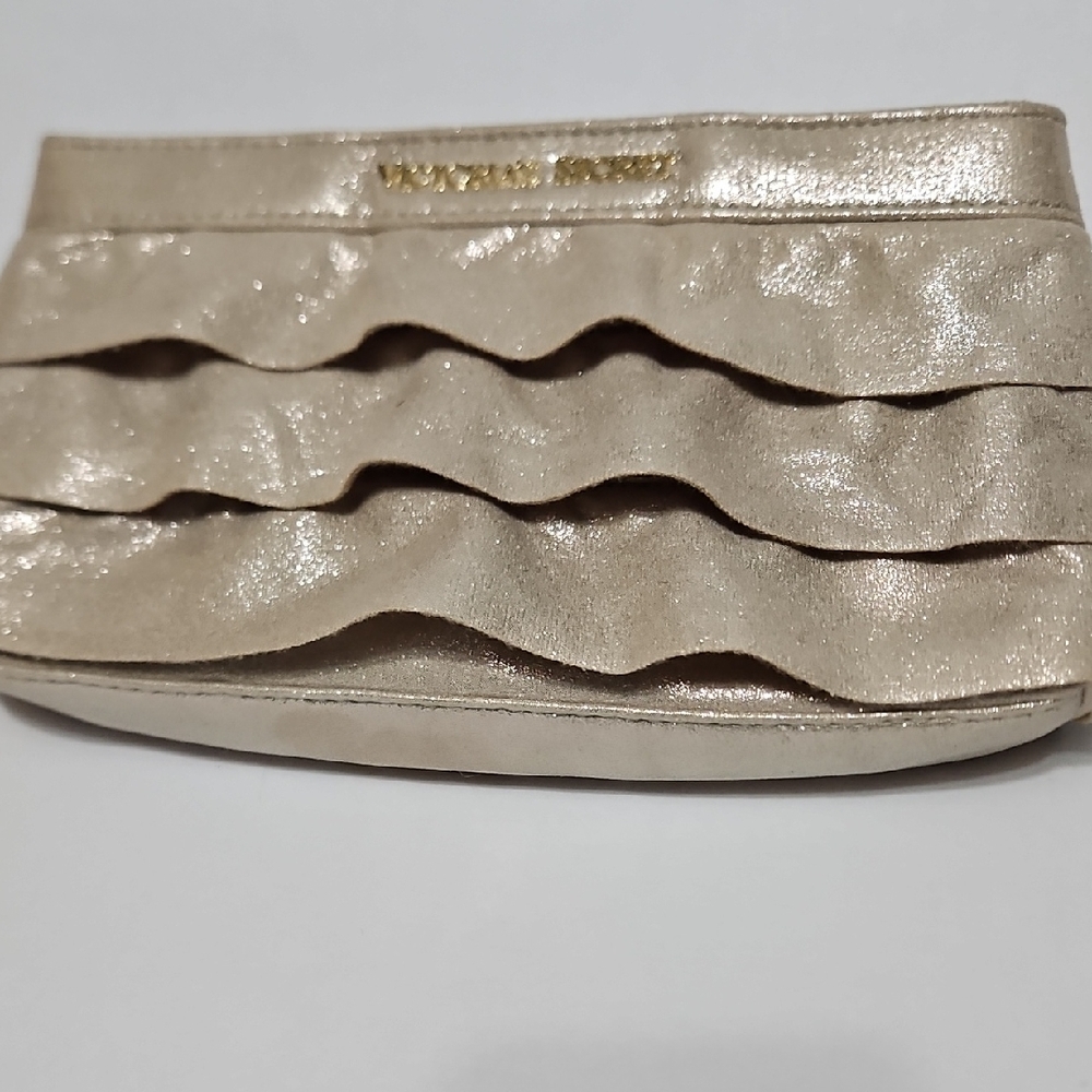Victoria's Secret Elegant Gold Ruffled Clutch